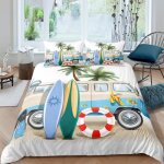 Voyage mer plonge planche de surf parure de lit 3 pieces 1 housse de couette 200 * 200cm et 2 taies ...