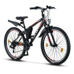 Vtt tout suspendu - licorne - mixte - noir / rouge / gris - 21 vitesses