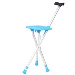 Vvikizy chaise canne pliante tripode avec siège bleu aluminium épais Vvikizy chaise canne pliante tripode avec siège bleu aluminium épais