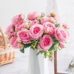 Vvikizy fleur de pivoines artificielles 2 bouquets de pivoines artificielles romantiques vives de 6cm ...