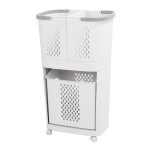 Panier  linge en plastique avec roues - vvikizy - 3 bacs de rangement - design contemporain - 74 cm ...