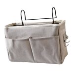 Vvikizy sac de rangement pour chevet en lin coton panier de poche organisateur de lit suspendu