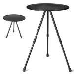 Table pliante ronde - vvikizy - noir - alliage daluminium - hauteur r�glable - antid�rapante