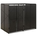 Vx - abri pour poubelle double noir 140x80x117 cm rsine tresse