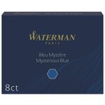Waterman bote de8 cartouches longues encre bleu mystre pour stylo plume