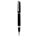 Stylo plume - waterman - exception - noir - plume fine 18k - attributs plaqu� argent