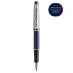 Stylo plume - waterman - expert deluxe - bleu - finitions palladium - plume moyenne