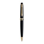 Stylo bille waterman expert laqu� noir avec attributs dor�s recharge bleue pointe moyenne