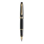 Waterman expert stylo plume plume moyenne laque noire avec attributs dors cartouche encre bleue coffret ...