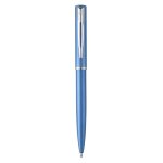 Stylo bille - waterman - graduate allure - laque bleue satine - attributs chroms - recharge encre bleue ...