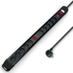 Multiprise avec parasurtenseur - waytex 52157 - 10 prises - 2 interrupteurs - c�ble 150m - noir