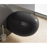 Wc suspendu oeuf - rue du bain - noir - abattant galb duroplastic - sortie horizontale