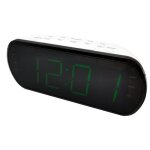We radio r�veil grand affichage fm dual alarme led vert 1 port usb int�gr� pour la charge blanc