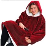 Wearable robe couvertures polaire en peluche  manches huggle hoodie plaid chaud sweat  capuche robe ...