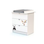 Webaby commode � langer 3 tiroirs panda en bois alba blanc et noir - taille unique