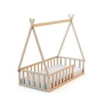 Webaby - lit tipi au sol en bois h�tre brut - taille unique