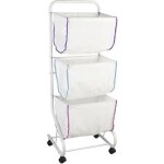Chariot  linge - wenko - escala - 3 compartiments - capacit 99l - mtal - polyester