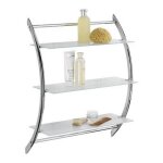 Wenko �tag�re salle de bain murale 3 tablettes de rangement exclusive vermont acier - verre tremp� 57x71x22 ...