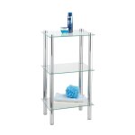 Wenko tagre salle de bain sur pied 3 tablettes de rangement exclusive yago acier inox - verre tremp ...