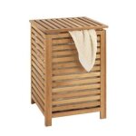 Wenko panier  linge norway corbeille  vtements avec couvercle en bois de noyer sac  linge sale amovible ...