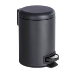 Wenko poubelle � p�dale salle de bain leman petite poubelle capacit� 3l en acier inox noir mat seau amovible ...