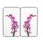 Protection plaque de cuisson - wenko - orchides - verre tremp - lot de 2 - 30x52 cm