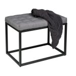 Wenko tabouret bas rectangulaire amandola - pouf avec coussin rembourr� et cadre en m�tal - salon entr�e ...