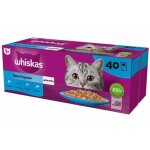 Nourriture humide pour chat - whiskas - adult 1 + - poisson en gele - 40 sachets de 85g - acides gras ...