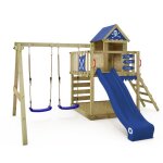 Wickey aire de jeux portique bois smart cave avec balançoire et toboggan bleu cabane enfant extérieure ... Wickey aire de jeux portique bois smart cave avec balançoire et toboggan bleu cabane enfant extérieure ...