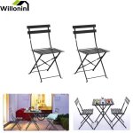 Willonin� lot de 2 chaise pliantes de jardin noir banc bistro 42 x 46 x 78cm meuble ext�rieur balcon ...