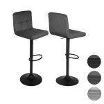 Willonin� lot de 2 tabouret de bar hauteur dassise r�glable 55 - 75 cm si�ge pivotant 360� en tissu gris ...