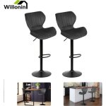 Willonin� lot de 2 tabouret de bar hauteur dassise r�glable 55 - 75 cm si�ge pivotant 360� et en tissu ...