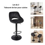Willonin� 2 x tabouret de bar pour salle � manger si�ge bien rembourr� en velours noir hauteur r�glable ...
