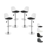 Willonin� 4 x tabouret de bar avec dossier blanc si�ge bien rembourr� en cuir pu noir style minimaliste ...