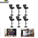 Willonin� lot de 6 tabouret de bar hauteur dassise ajustable 55 - 75 cm si�ge en tissu noir et rotation ...
