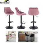 Willonin� lot de 6 tabouret de bar pour salle � manger rose assise 35x37cm chaise doux scandinave