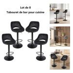 Willonin� 8 x tabouret de bar pour salle � manger si�ge bien rembourr� en velours noir hauteur r�glable ...
