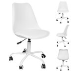 Willonin� chaise de bureau � roulettes hauteur dassise r�glable 43 - 55cm si�ge en similicuir blanc 47x41 ...