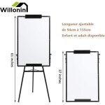 Willonin chevalet de confrence 60 x 90 cm trpied hauteur rglable 90 - 175cm tableau magntique blanc ...