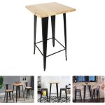 Willonin� mange - debout carr� 60cm table de bar de pieds en m�tal table haute 110cm et plateux en bois ...