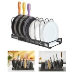 Willonin� porte - casseroles en fer noir support de pot avec 7 compartiments r�glables rangement pour ...