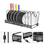 Willonin porte - casseroles noir en acier support de pot rangement avec 10 compartiments rglables l ...
