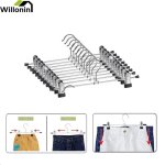 Willonin� set de 10 cintres en acier inox potrant m�tal avec pinces pour chambre tournant 360� pour pantalons ...