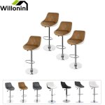 Willonin set de 4 tabouret de bar avec repos - pieds sige en similicuir brun clair et dos blanc chaise ...