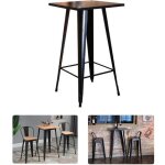 Willonin� table de bar carr� 60cm mange - debout avec pieds en fer noir table haute de hauteur 103cm ...