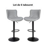 Willonin� tabouret de bar en cuir synthetique hauteur reglable siege pivotant 47x37 cm et pieds metal ...
