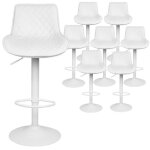 Willonin� tabouret de bar industriel : lot de 8 chaise de bar en cuir pu blanc design avec dossier et ...