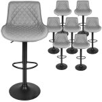 Willonin� tabouret de bar industriel : lot de 8 chaise de bar en cuir pu gris design avec dossier et ...