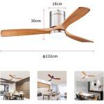 Willonin� ventilateurs de plafond avec lumi�re lustre moteur dc argent 3 pales silencieux en bois naturel ...