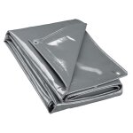 Wiltec b�che de camion 4 x 6m grise 650 g / m� polyester rev�tement pvc ?illets inox 100cm haute protection ...